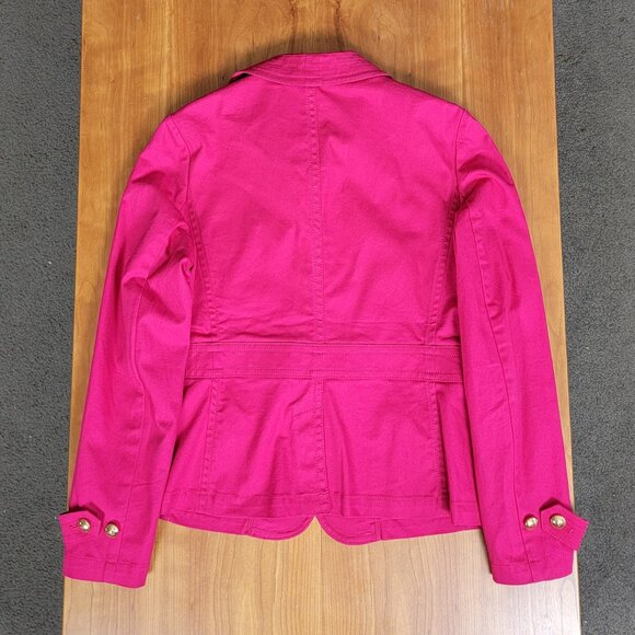Talbots Stretch Cotton Hot Pink Gold Button Jacket - 8P - Picture 10 of 15